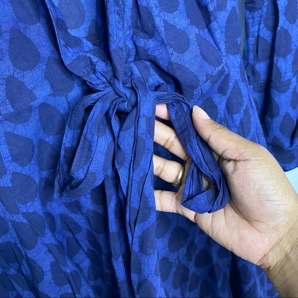 Diane Von Furstenberg Navy Blue Full Wrap Printed Midi Casual Dress 6 Small - Picture 11 of 12